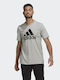Adidas Essentials Ανδρικό T-shirt Γκρι με Λογότυπο