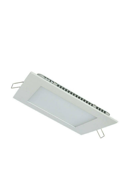 Atman Τετράγωνο Χωνευτό LED Panel Ισχύος 12W με Φυσικό Λευκό Φως 17x17εκ.