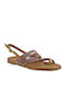 Robinson Leather Women's Flat Sandals In Tabac Brown Colour