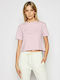 Guess Women's Summer Crop Top Cotton Short Sleeve Pink