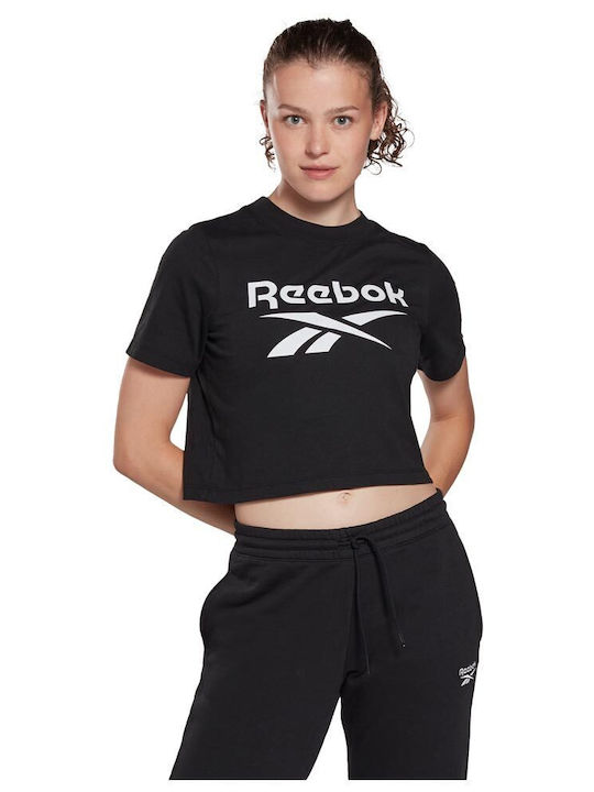Identity Γυναικείο Καλοκαιρινό Crop Top Βαμβακερό Κοντομάνικο Μαύρο