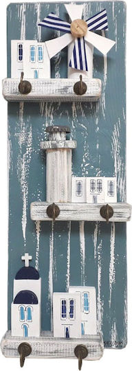 Kapadakis Wood Art Стенна Ключодържателка Дървена Островни Мотиви 6 Места 15x5x40см
