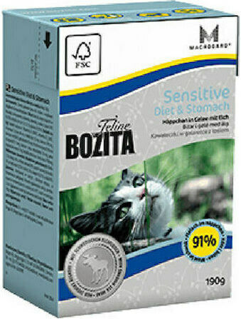 Bozita Feline Wet Food for Adult Cats in Pouches with Deer Grain-Free 190gr