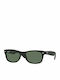 Ray Ban Wayfarer Sunglasses with Black Plastic Frame and Green Polarized Lens RB2132 622/58