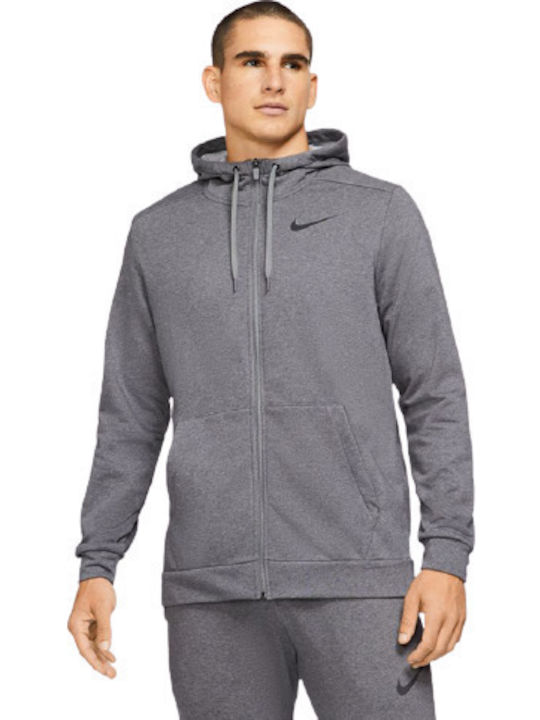 Nike Dri-Fit Ζακέτα με Κουκούλα Γκρι