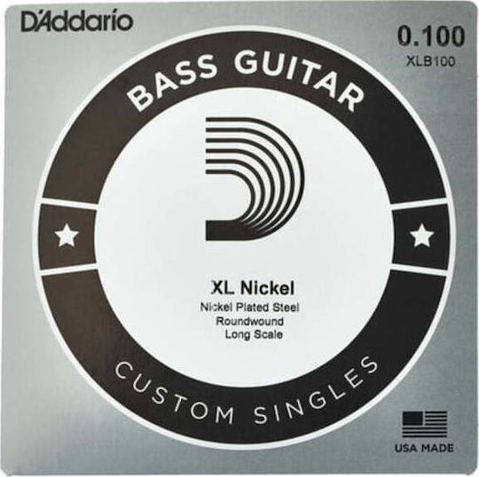 Daddario Single XL Nickel Wound Bass String Nickel Plated Steel for Bass 10 Inch Long Scale