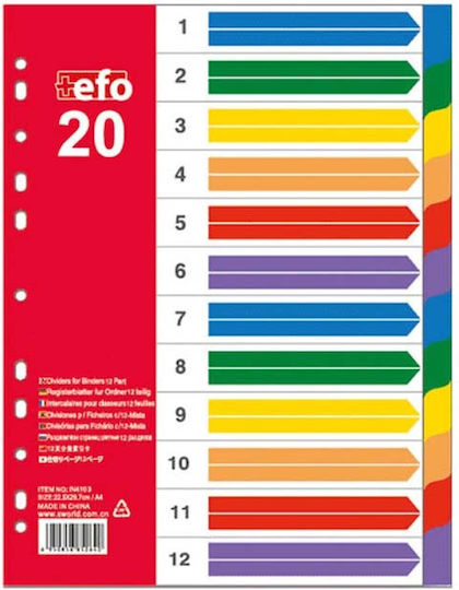 +Efo Πλαστικά Διαχωριστικά για Έγγραφα A4 με Τρύπες 20τμχ Αριθμητικά 1-20
