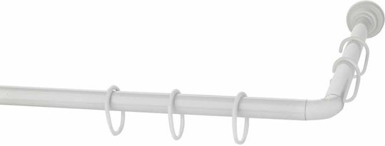 Grekon 1270 Bară de Perdea de Duș Colțar Înșurubat din Aluminiu Albă 80x80εκ.