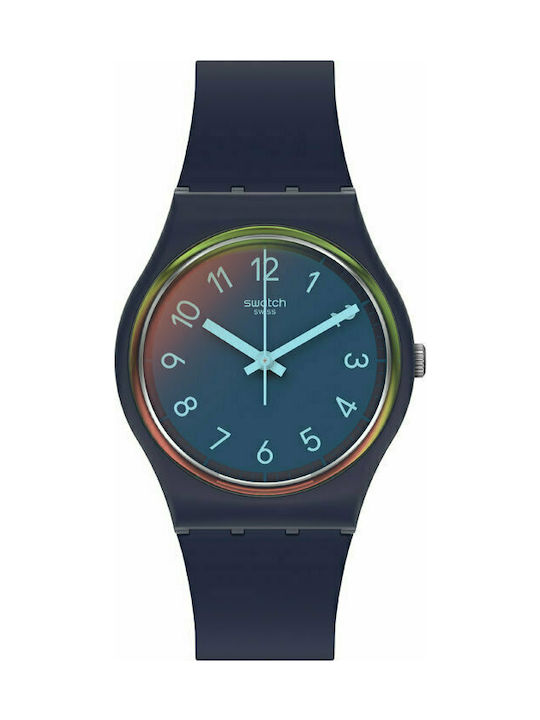 Swatch Ρολόι La Night Blue με Καουτσούκ Λουράκι σε Μαύρο χρώμα