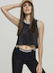Women's Athletic Crop Top Sleeveless with Sheerness Black
