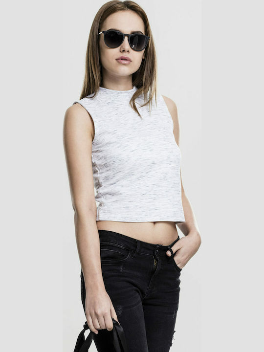 Space Dye Women's Athletic Blouse Sleeveless White/Black