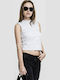 Space Dye Women's Athletic Blouse Sleeveless White/Black