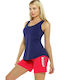 Bodymove -6 Damen Sportlich Baumwolle Bluse Ärmellos Marineblau