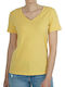 Superdry Women's T-shirt with V Neck Yellow