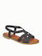 Adam's Shoes Damen Flache Sandalen Anatomisch mit Riemen in Schwarz Farbe