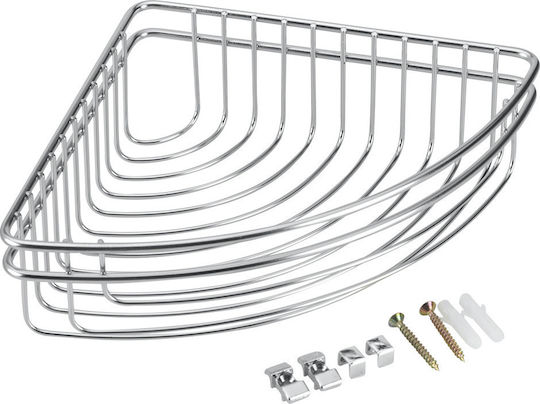 Metaltex Cuba Corner Wall Mounted Bathroom Shelf Inox 19x19x6cm Silver