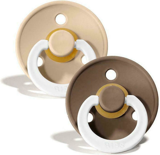 Bibs Colour Pacifiers Rubber Night Dark Oak / Vanilla for 6-18 months 2pcs