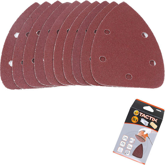 Tactix Πατόχαρτα Τριγωνικά Velcro 140x95mm Φύλλο Λείανσης Δέλτα K80 με Τρύπες 95x140mm Σετ 10τμχ