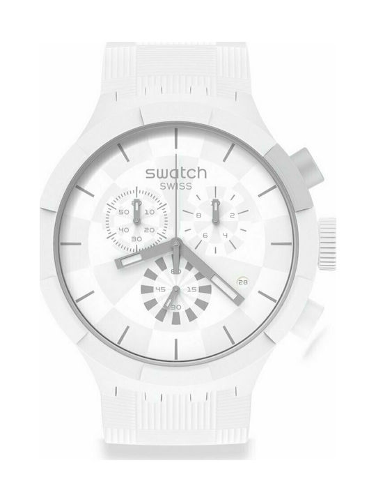 Swatch Ρολόι Χρονογράφος με Πλαστικό Λουράκι σε Λευκό χρώμα