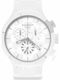 Swatch Unisex Men's Watch 47mm Chronograph Battery with White Rubber Strap