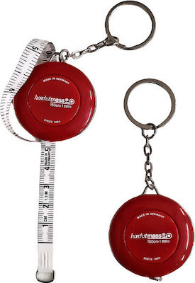 German key ring ruler "Picco" automatic with reset button centimeters/inches red 150cm x 0.8cm. Ø4.2cm code 933 Hoechstmass