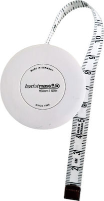 Deutsches automatisches Maßband "Rollfix" mit Reset-Taste Zentimeter/Zoll weiß 150cm x 1cm. Ø5cm Code 930 Hoechstmass