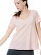 BodyTalk 1211-901628 Women's Athletic T-shirt with V Neck Baby Powder