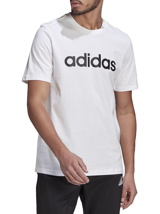 Adidas Essentials Linear Ανδρικό T-shirt Λευκό με Λογότυπο