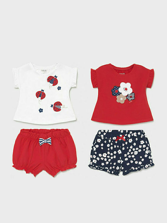 Mayoral Kinder Set mit Shorts Sommer 4Stück Rot