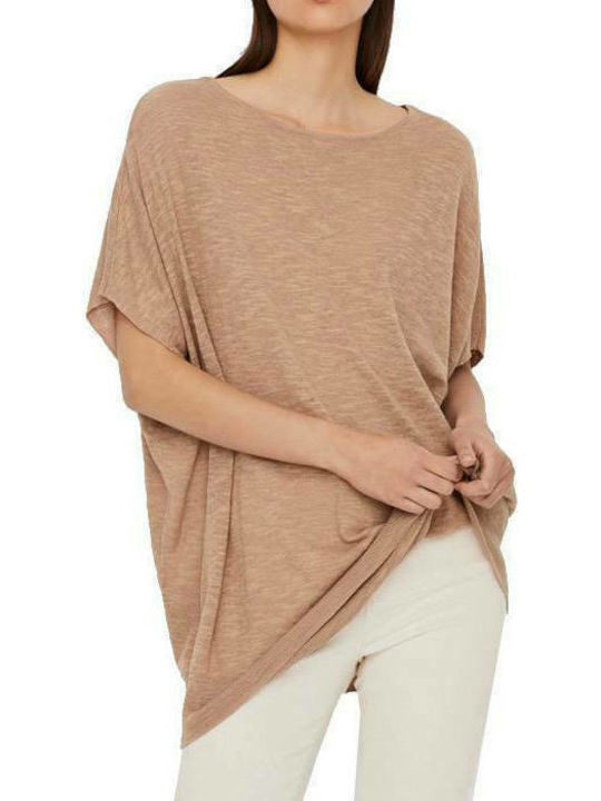 Vero Moda Women's Summer Blouse Linen Short Sleeve Nomad