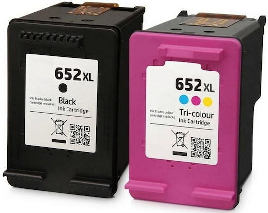 Πακέτο Συμβατών Μελανιών Εκτυπωτή InkJet HP 652XL F6V25AE F6V24AE Πολλαπλό (Color) / Μαύρο 2τμχ