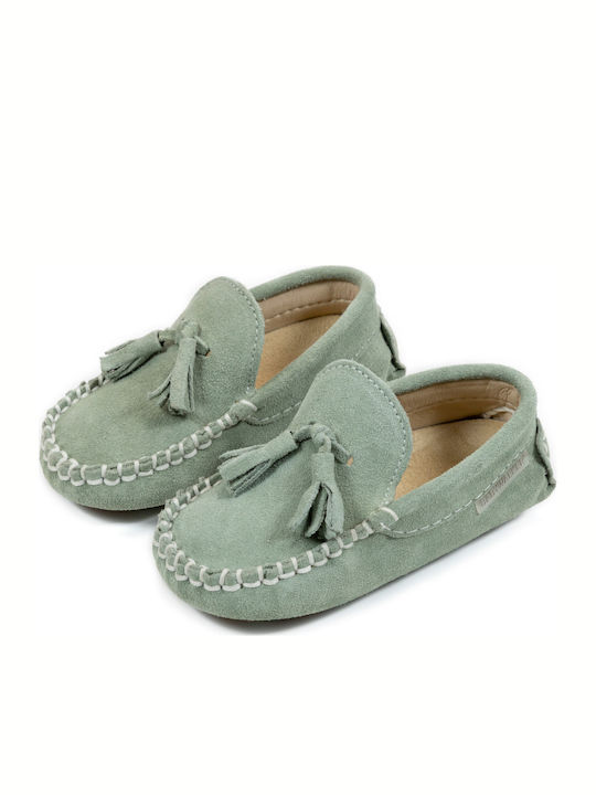 Babywalker Bay Leaf Mint Baptism Leather Moccasins