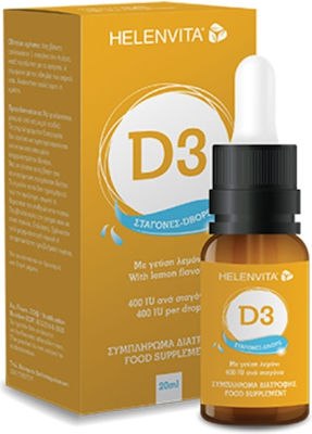 Helenvita Vitamin D3 Drops Βιταμίνη για Ανοσοποιητικό 400iu Λεμόνι 20ml