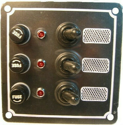 Eval Boat Switch with Panels Πινάκας Σκάφους Αδιάβροχος με 3 Διακόπτες 102x100mm