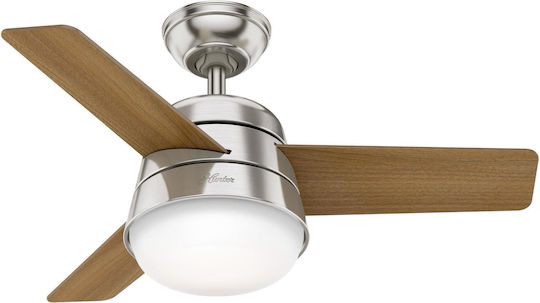 Hunter Finley Ανεμιστήρας Οροφής 91cm με Φως Brushed Chrome