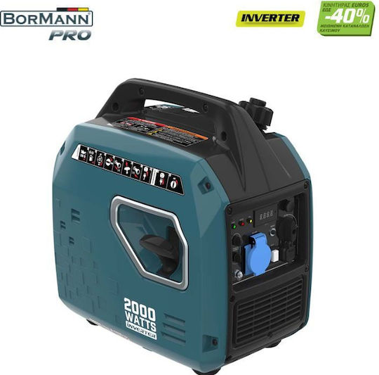 Bormann Pro BGB2000 Silent Generator Suitcase Inverter Gasoline Four-stroke with Handle and Maximum Power 2.6kVA