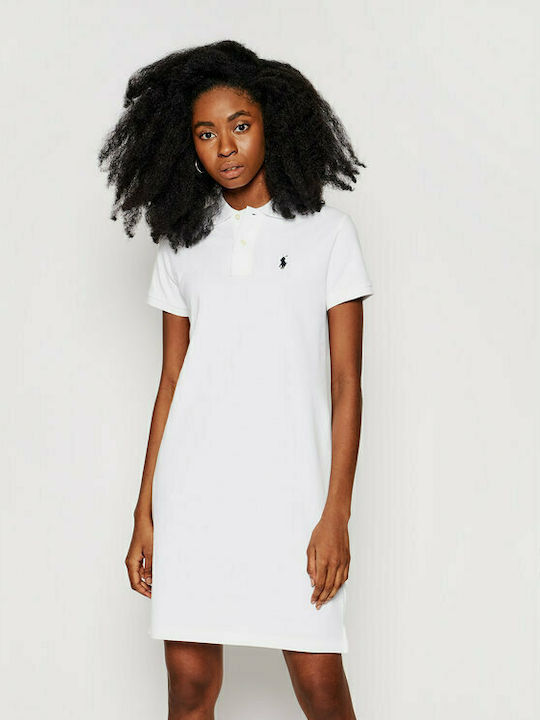 Ralph Lauren Mini Καλοκαιρινό All Day Φόρεμα Βαμβακερό Λευκό
