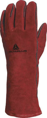 Delta Plus Cotton Safety Glofe Leather Welding Red