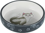 Trixie Cat & Paws Ceramic Plate Food & Water for Cat 300ml 15cm in Gray Color 24784