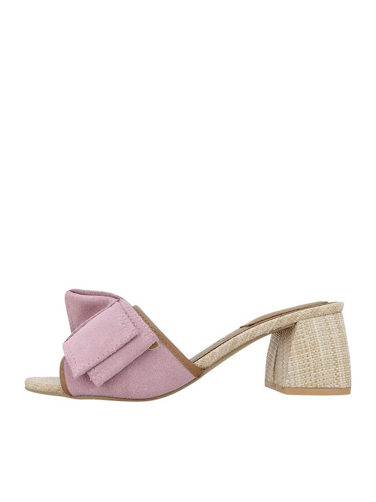 Gioseppo Mules mit Chunky Hoch Absatz in Rosa Farbe