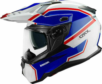 CMS XRDS Ridge 2.0 On-Off Helmet with Sun Visor ECE 22.05 1530gr Μπλε/Λευκό/Κόκκινο HXRDS2BLL