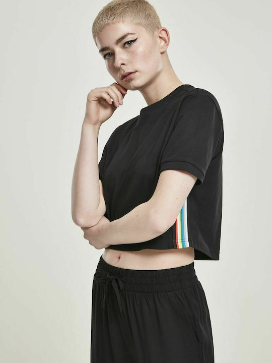 Urban Classics TB2642 Damen Sommerliches Crop Top Baumwolle Kurzärmelig Schwarz