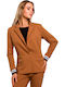 MOE M459 Women's Waisted Blazer Tabac Brown MOE459