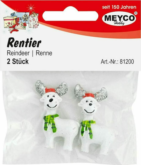 Meyco Weihnachtliche Figur Rentier Weiß Höhe 4cm 2Stück