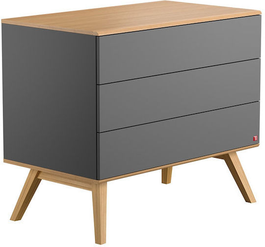 Παιδική Συρταριέρα Nature Baby Graphite/Oak με 3 Συρτάρια 100x58x86.5εκ.