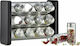 Kuchenprofi Glass Wall Mounted / Tabletop Spice Rack with Stand Black 12pcs