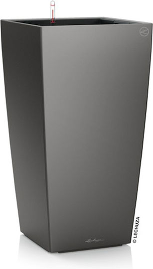 Lechuza Cubico Premium Αυτοποτιζόμενη Γλάστρα Πλαστική Charcoal Metallic 39.5x39.5x75.5εκ.