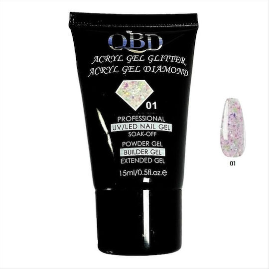 QBD Acrygel Νυχιών Glitter 01 Πολύχρωμο 15ml