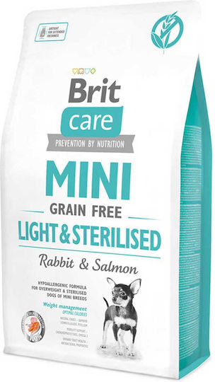 Brit Care Mini 7kg Dry Food Grain-Free & Gluten-Free for Adult Neutered Small Breed Dogs with Rabbit and Salmon