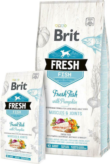 Brit Fresh Fish 12kg Dry Food for Adult Large Breed Dogs with Pumpkin and Fish